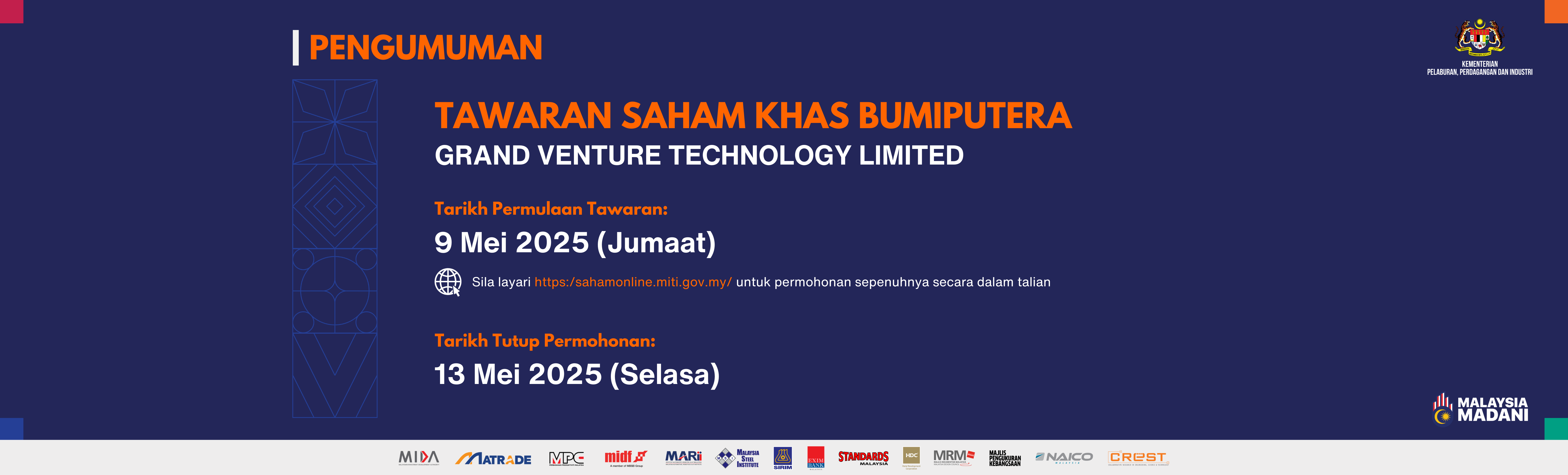 TAWARAN SAHAM KHAS BUMIPUTERA GRAND VENTURE TECHNOLOGY LIMITED